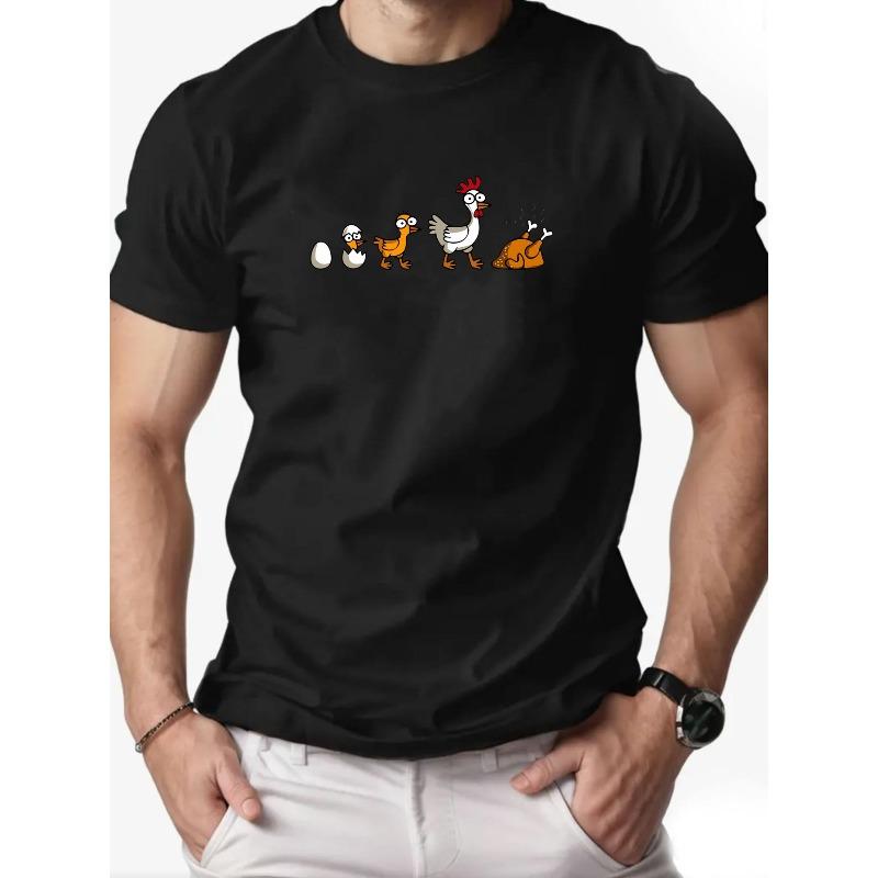 Trendy Men'S T-Shirt, Sports Top, Casual Breathable Short-Sleeve Shirt Featuring a Unique Print of a Chick'S Life