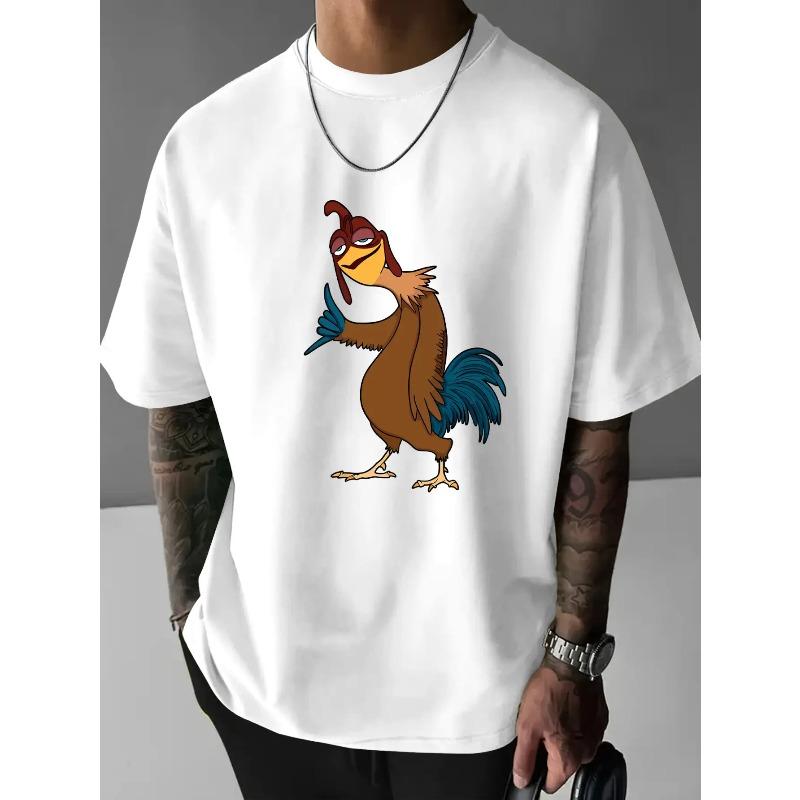 New Men's Trendy Loose-Fit Round Neck T-Shirt - Casual Daily Cool Short Sleeve with Funny Cartoon Print - Versatile Sporty Comfortable Fashion