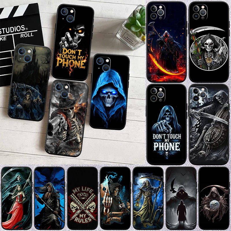 JO60 Grim Reaper Skull Phone Case for Samsung A35 A25 A24 A15 A05S A05 M55 M35 M15 A06 A16 A02 A12 A13 A10 A20 A30 A22 A31 A32 A33 A41 A42 A50