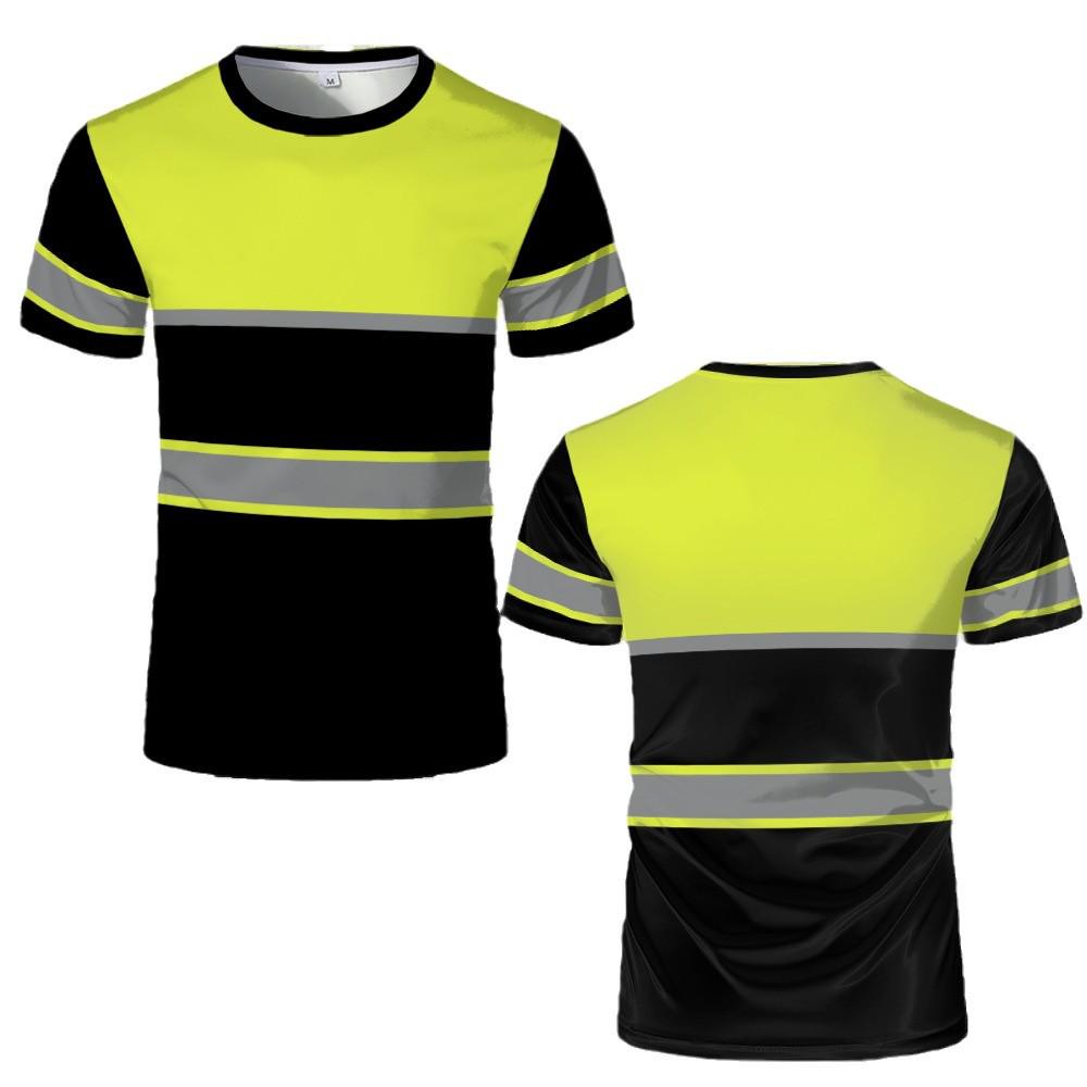 Men's 3D Cotton Safety Workwear T-Shirt - Breathable, Sweat-Absorbent, Comfortable Short Sleeve Sports Uniform