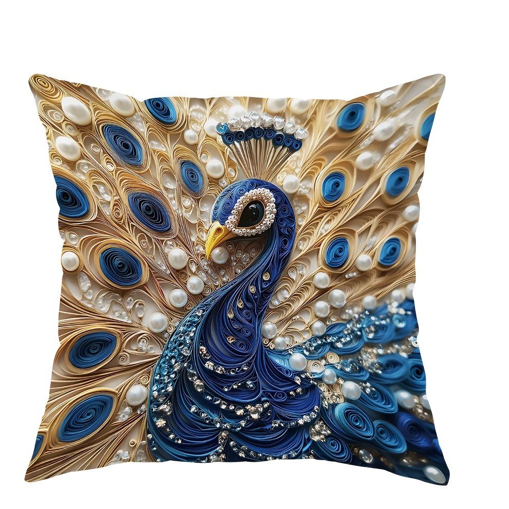 Peacock luxury decorative pillowcase, ultra-soft polyester material living room sofa backrest car pillowcase home decoration