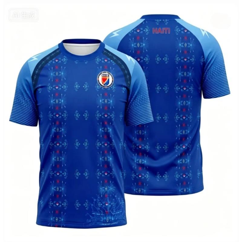 2026 Haiti Fotbalový dres 3D tištěné tričko s krátkým rukávem Sportovní tričko Pánský fotbalový tréninkový dres Pánské horní díly Streetwear