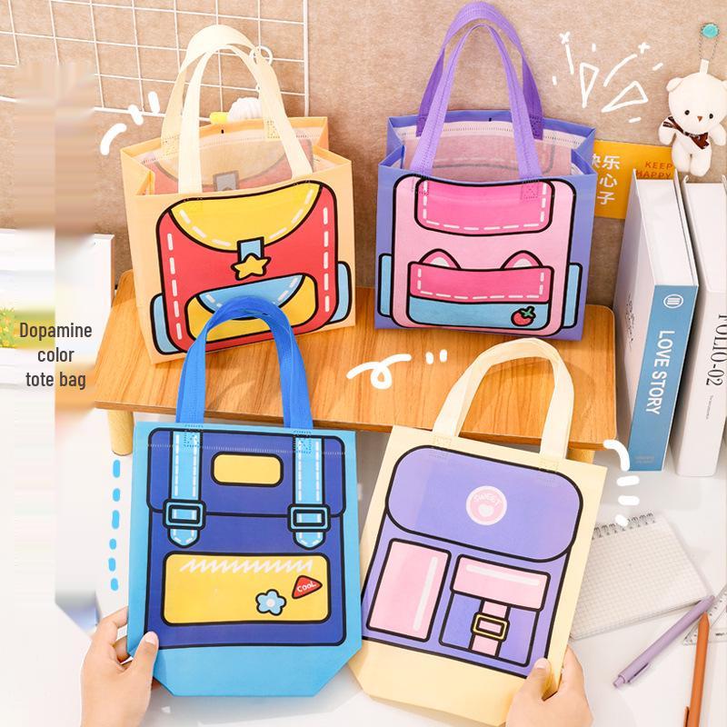 Dopamine Tote Bag: Cute Non-woven Storage for Students & Kids' Festivals