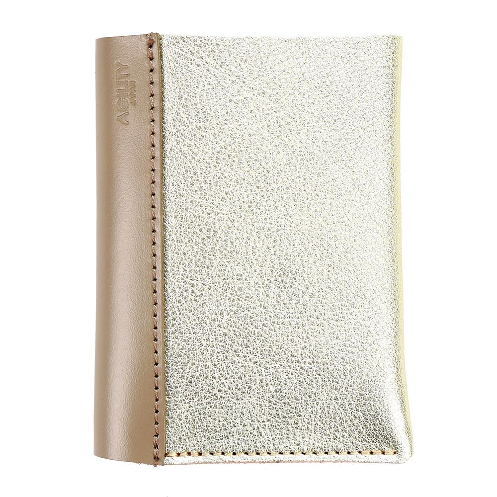 AGILITY Affa "Vibret Bifold Wallet" - Stylish Mini Wallet, Genuine Leather, Gold and Silver, Made In Japan for Women.