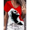 Zomer Dames V-hals T-shirt Cartoon Meisje Grafisch 3D Printen Retro Mode Casual Oversized Dames Korte Mouwen