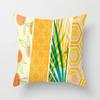 Yellow Orange Brown Abstract Art Cushion Covers Geometric Plants Sunrise Woman Portrait Painting Decoration Pillow Case 45x45cm