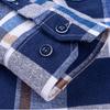 Men Plaid Themal Shirts Long Sleeve Business Casual Male Striped Shirt for Winter Warm Checked Design