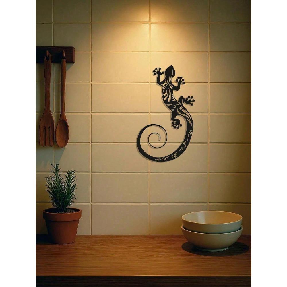 Handmade Metal Gecko Wall Art Modern Geometric Lizard Sculpture for Boho Living Room Bedroom Office Outdoor Decor Unique Reptile Hanging Gift