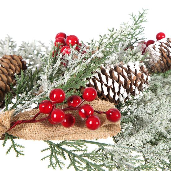 Christmas Teardrop Swag for Front Door Artificial Snow Flocked Swag Wreath