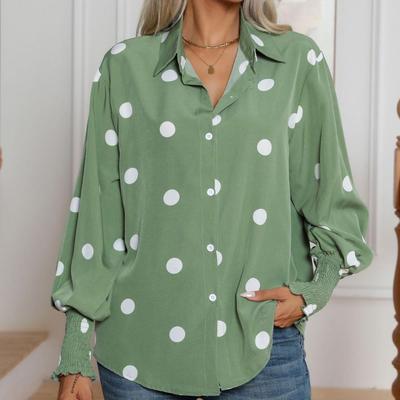 Women's Polka Dot Print Lantern Sleeve Shirt Women's Long Sleeve Blouse Tops