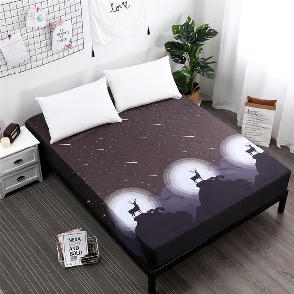 Printing Fitted Sheet For Bed Waterproof Bedcover Mattress Protector with Elastic Band Bed Sheet Bedspread Bed Linens No Pillowcases