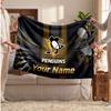 Pittsburgh Penguins Flannel Blanket, Custom Name Text Personalized Soft Throw Blanket Home Decor Gift