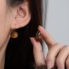 Retro Hong Kong Style Tiger Eye Earrings: Elegant High-End Ear Hooks for Women, Autumn/Winter Trend.