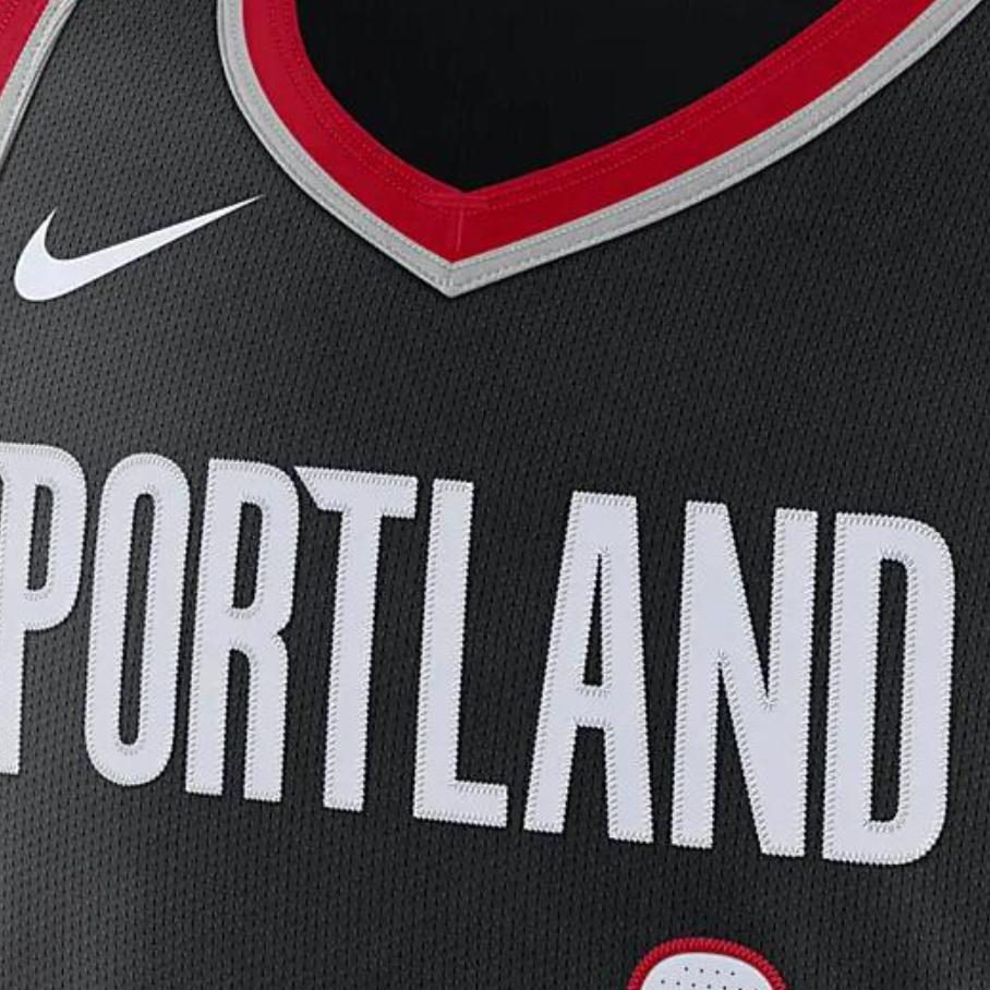 Nike NBA Logo Print V-Neck Basketball Jersey Icon Edition Portland Trail Blazers Damian Lillard Player Jersey 0 Men Jersey Black CW3459-011