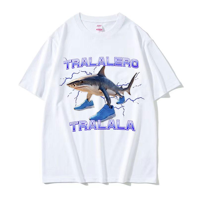 Funny Running Tralalero Tralala Shark Meme T Shirts Men Women Summer ONeck Fashion Retro Cotton Short Sleeve Tshirt Streetwear