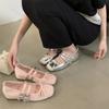 Dames Mary Jane 2026 Herfst Lage Hak Vierkante Neus Mode Buiten Casual Schoenen Strass Strik Casual Schoenen Banket Feest Bruiloft