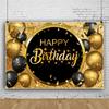 Geburtstagsparty Kulissen Schwarz Gold Ballons Champagner Geburtstagsfeier Deko Banner Fotografie Hintergrund für Männer Frauen