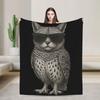 Amante divertente di Gatti e Gufi. Meowl Gatto Meme di Tendenza Coperta Super Calda Plaid Morbido Divano Letto Coperta in Flanella Copri Letto Divano
