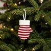 Festive Party Supplies Mini Knitted Christmas Mitten Ornaments, Xmas Glove Hanging Decor, Tableware Flatware Tree Hanger Holders, Knit Pendants
