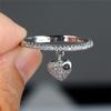 Luxury Female Crystal Heart Pendant Rings Trendy Gold Silver Color Engagement Ring Charm White Zircon Wedding For Women