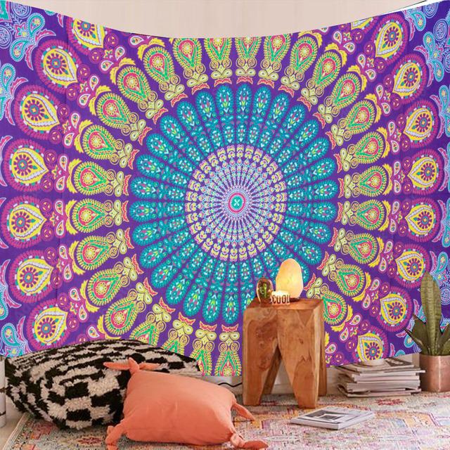 Indiase Mandala Tapijt Muur Opknoping Kleurrijke Boho Home Decor Strand Gooi Tapijt Deken Kamer Decor Esthetische Boheemse Wandtapijten