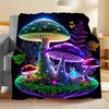 1 pièce Jeté Fantaisie Champignon Flanelle Couverture Champignons de Forêt arts Style Bohème Doux fin Couvertures pour Maison Voiture Camping Sieste Pique-nique