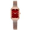 Watch Women's Watch, Life Waterproof, Japanese Quartz, Square Face, Mesh Band, Popular Casual Watch for Commuting and School, Red