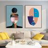 Abstract Face Wall Canvas Geometric Color Block Posters and Prints Wall Art Pictures for Modern Room Living Room Home Decoration No Frame