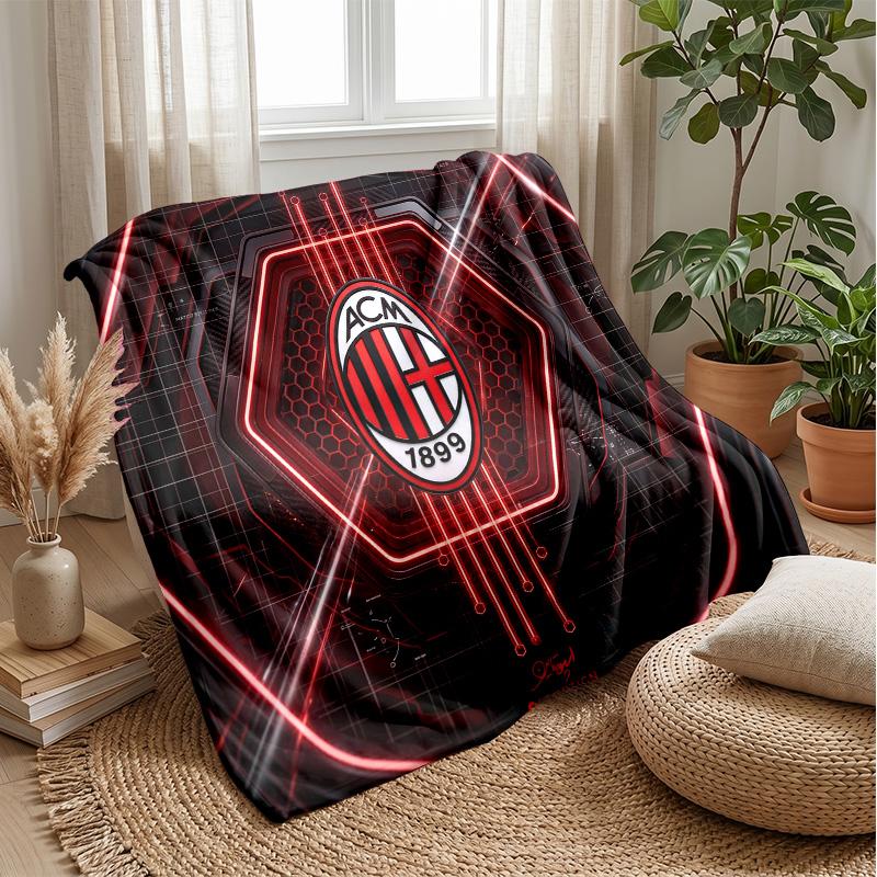 Κουβέρτα Θέματος AC Milan Μαλακή Κουβέρτα Φανέλα Βελούδινη Κουβέρτα Ρίψης Ζεστή Κουβέρτα Καναπέ-Κρεβάτι για Διακόσμηση Σπιτιού