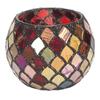 Mozaik Cam Tealight Tutucu Romantik Dekoratif Kırmızı El Yapımı Çatlak Kokulu Mumluk