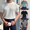 Tricou de vară pentru bărbați, cu gât rotund, mâneci scurte, culoare solidă, slim fit, elastic, pulover, ocazional, lungime mijlocie, drepte, bărbați, fitness, sport, gimnastică.