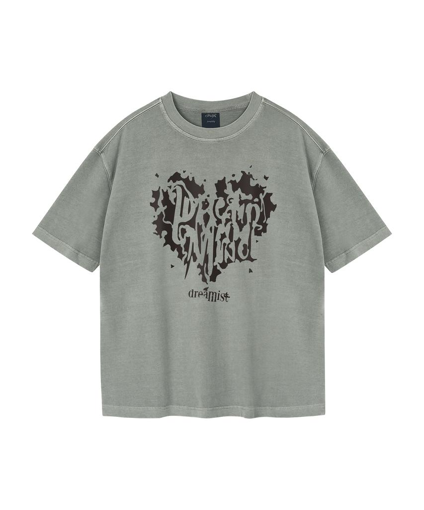 WILDROCK Hollysheesh Dreamist Heart Pigment Oversized Short Sleeve T-Shirt_6 Colors (Crop Included) (Type B)