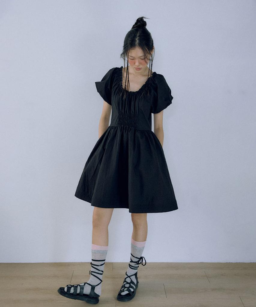 Hocus Pocus Washer Puff Dress_Black