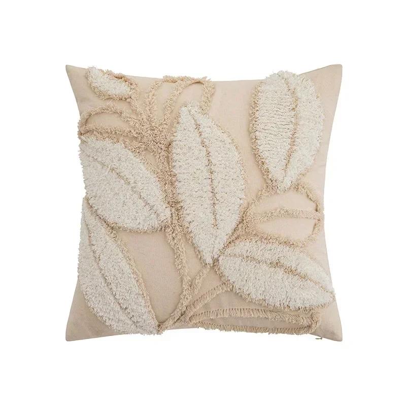 Green Leaf Square Pillowcase Soft Tufting Pillow Cover Sofa Decor Cushion Cover Living Room Nordic Decoration Rectangle Cover