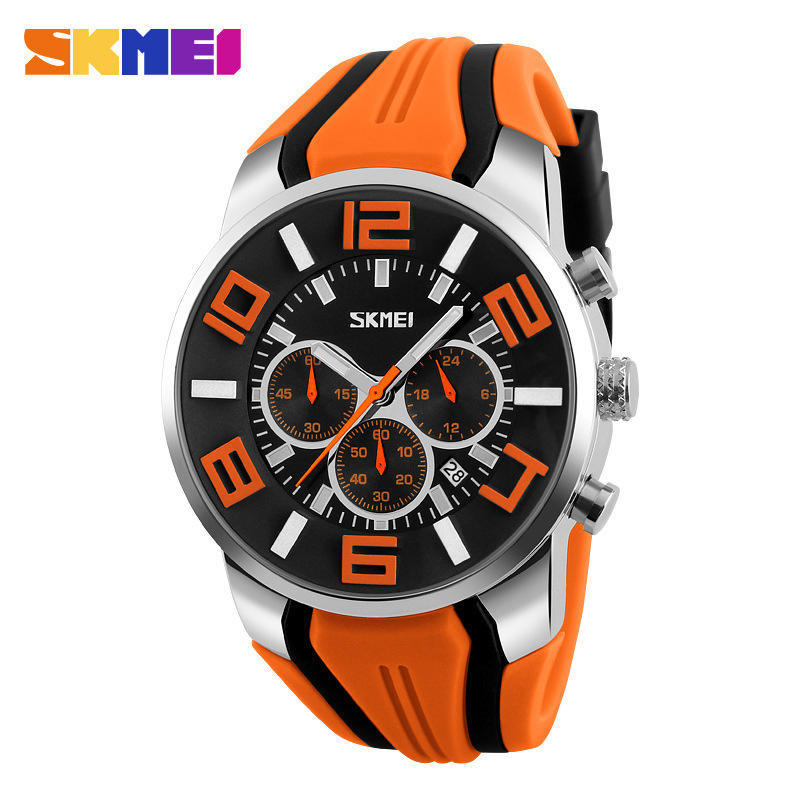 Silicone watch men's multi-functional waterproof men's quartz watch large dial trendy