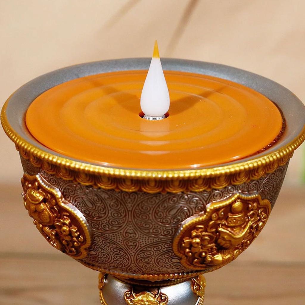 LED Lamp Candle Holder Tibetan Electronic Butter Lamp Rechargeable for Buddhist Table Centerpiece Led Simulated Flame