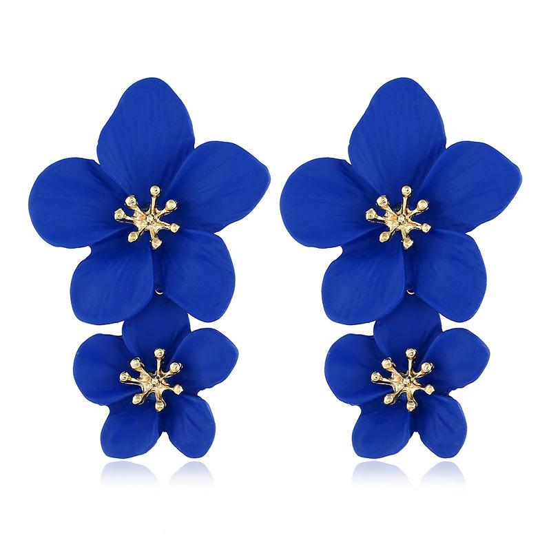 Women's Flower Temperament Shiny Gold Petal Alloy Drop Earrings