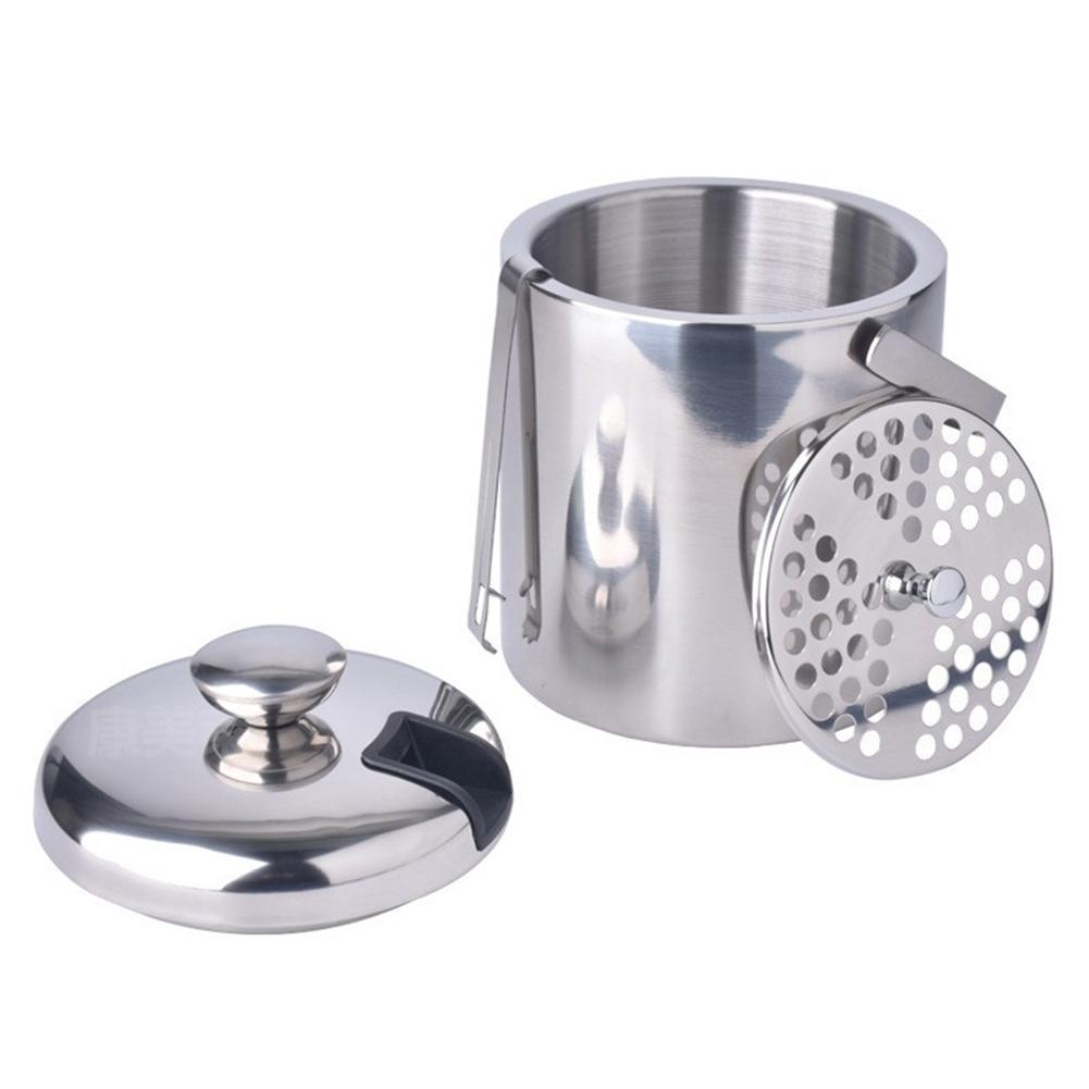 Portable Bucket Ice Cooler Cabinet Double-Layer Wine Beer Ice Cube Container with Tong Clip for Home Kitchen Tools