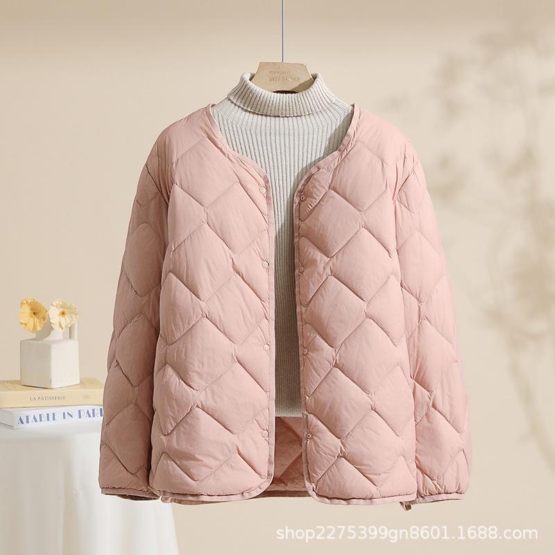 2026 Autumn and Winter New Cloud Light Down Jacket Women's Short Light Down Liner Crew Neck Casual Jacket Jacket