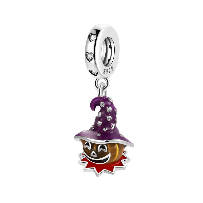 Authentic Original Copper Metal Pumpkin Ghost Man Charm Bead Component BlackSkull Bead Component Compatible With 2-3mm Bracelet High Quality Fine