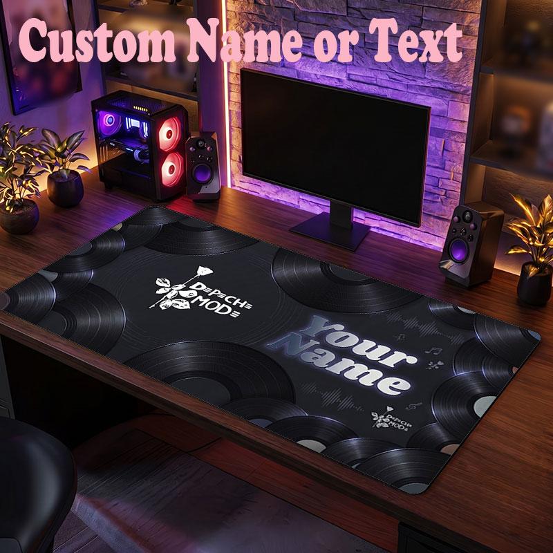 Depeche Mode Personalisierte Namens-Text-Mausmatte, Große Schreibtisch-Mausmatte, Personalisierte Home-Office-Geschenkidee