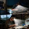 Sensor LED Headlamp with Glasses Dual Battery Rechargeable Long Endurance for Night Fishing