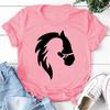 Cute Horse Head Print T Shirts for WomenGirls Casual Round Neck Tees Top New Year Summer Womens Fit Tee Shirts