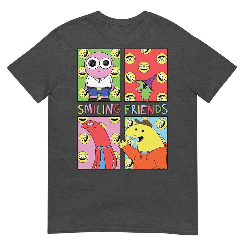 Smiling Friends Pop Art Charakterraster Lustiges Cartoon-T-Shirt