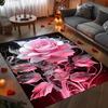 Elegante Teppiche Boden Teppich Matte Rosa Rosenmuster Rutschfest Weich Bedruckte Bodenmatte für Wohnzimmer Schlafzimmer Küche Heimdekoration