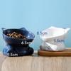 Ceramic Tall Footed Cats Bowls, Anti Overturning Oblique Mouth Neck Protection Cat ear shape Bowl Pet Articles, 1Pc