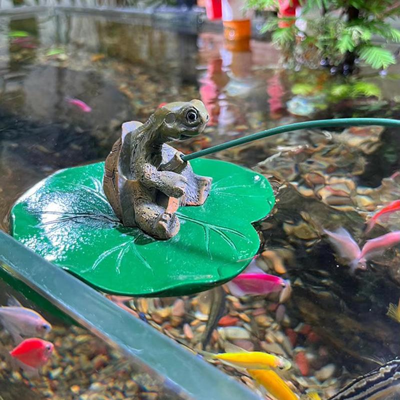 Resin Turtle Ornament Aquarium Decoration Turtle Fishing Resin Fishing Turtle Statue For Fish Tank Aquarium Pond Garden Decor