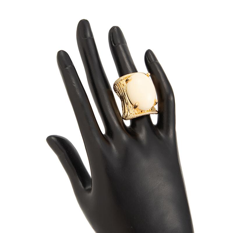 Übertriebene Geometrische Metallstreifen Imitation Edelstein Breite Oberfläche Öffnungsringe Für Frauen Finger Schmuck Zubehör