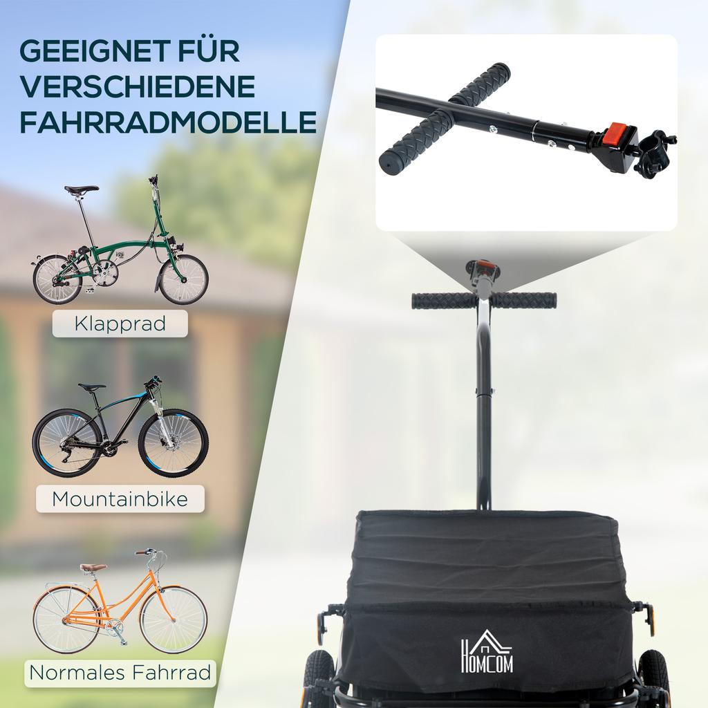 Reboque de Carga Bicicleta Carrinho de Bebê Carrinho de Jardim C/Transportador Bagagem Utilitária & Rodas Preto