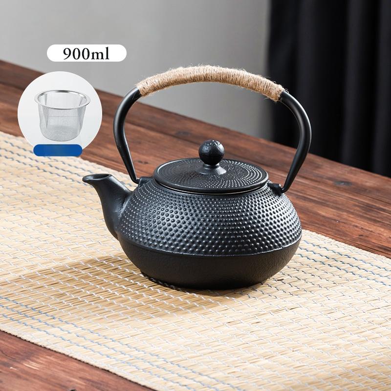Cast Iron Teapot Sakura Pattern Tea Kettle With Tea-Strainer Coffee Tea Water Pot Tea Set Kitchenware 900Ml Household